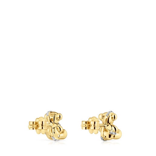 Boucles d’oreilles ourson en or et diamants petites Lligat