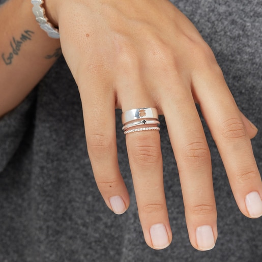 Silver and Spinel Rings set Bear motifs TOUS Ring Mix TOUS