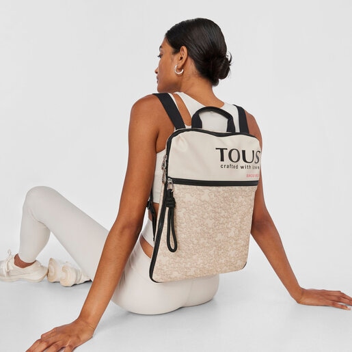Galleta Interconectar Brote Flat beige nylon Kaos Mini Evolution Backpack | TOUS