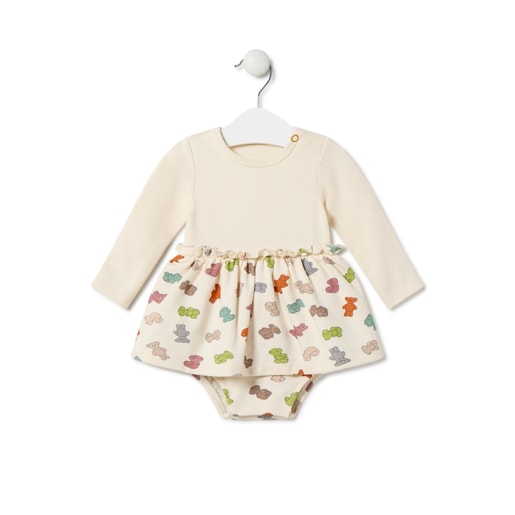 Baby girl's body with skirt in Grey ecru