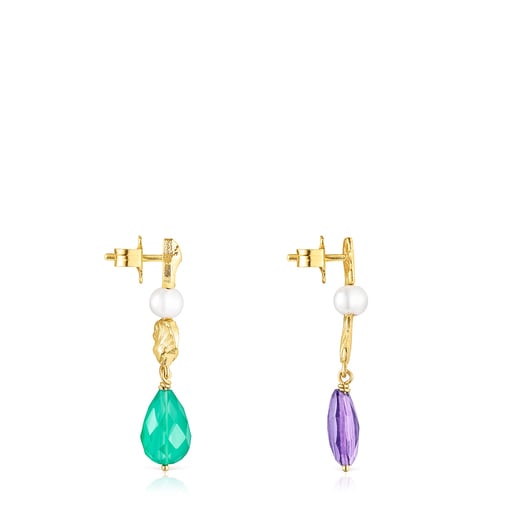 Silver Vermeil Oceaan Color Earrings with gemstones