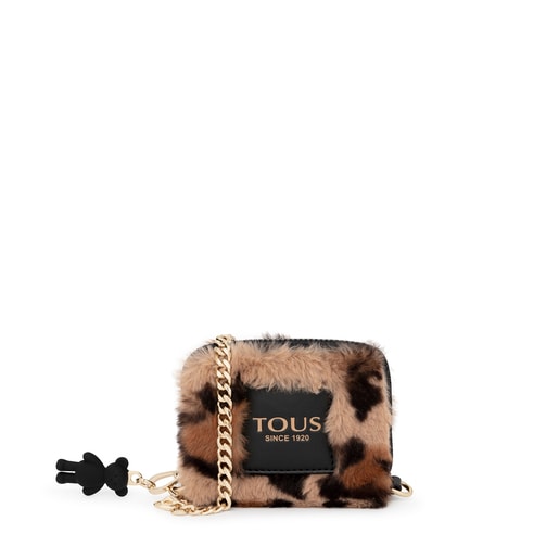 Porte-monnaie Amaya Wild moyen beige et noir