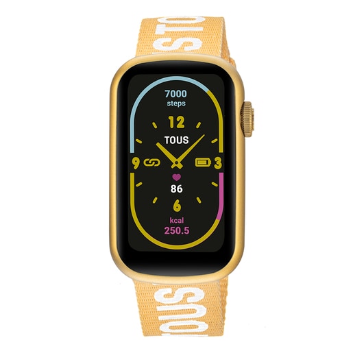 Smartwatch T-Band με λουράκι από νάιλον και λευκό λουράκι σιλικόνης