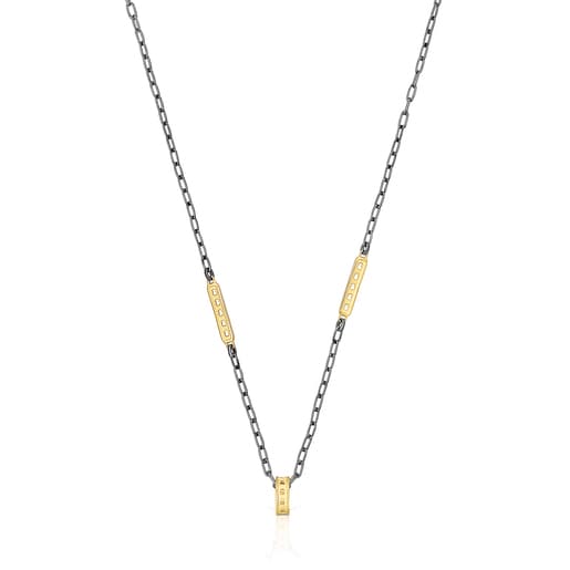 Two-tone TOUS Bear Row necklace with plates