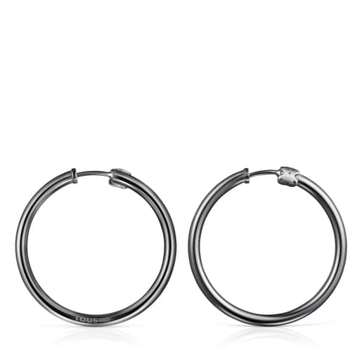 Pendientes aro grandes TOUS Basics de Plata Dark Silver