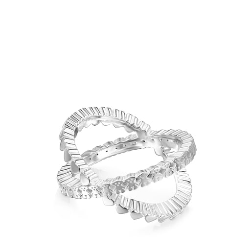 TOUS Silver TOUS Straight crossed Ring 1,3cm | Westland Mall