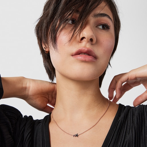 Колье Teddy Bear Stars из розового вермеля со шпинелью и рубином