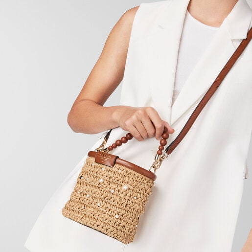 Bombonera pequeña Tous Craft beige y marron