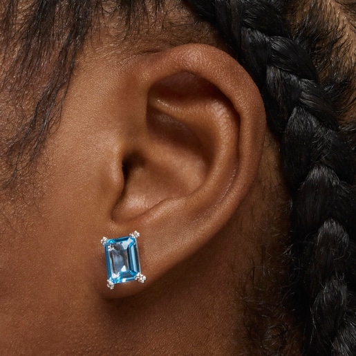 Silver Heart earrings with topaz Color Pills
