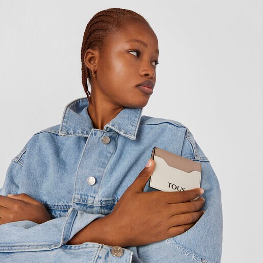 Beige TOUS Kaos Mini Evolution Flap Cardholder