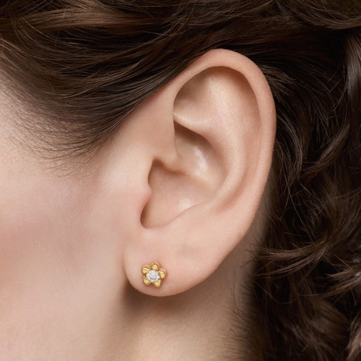 6 mm gold Flower earrings with laboratory-grown diamonds TOUS Lili
