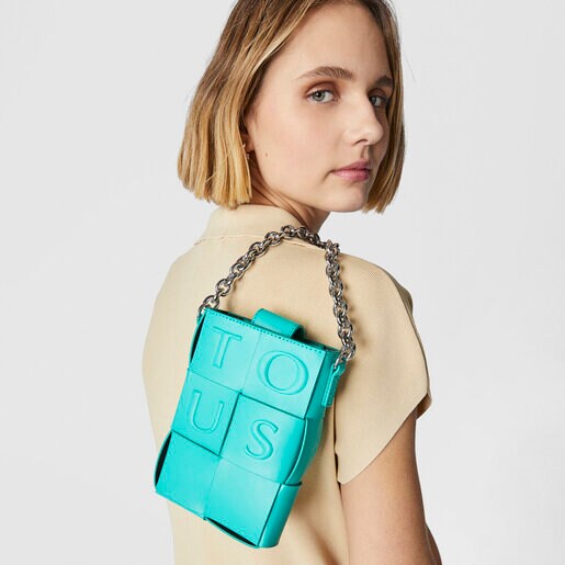 Mini bolso turquesa y marrón TOUS Damas