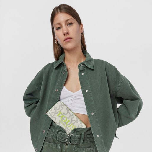 ארנק Kaos Legacy בינוני בצבעי בז' וירוק ליים