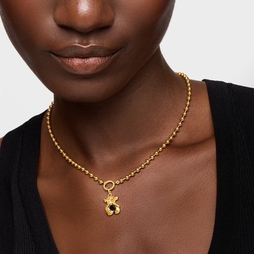 Dije con baño de oro 18 kt sobre plata y ónix TOUS Sweet 40s