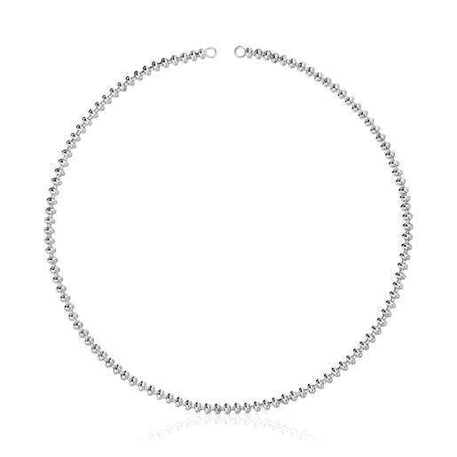 Hold Oval 51.5 cm short silver Necklace with ball motifs