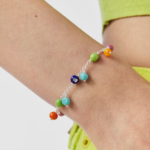 צמיד TOUS Icon Glass מכסף ומזכוכית מוראנו צבעונית