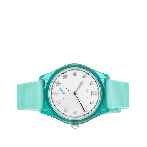 Montre Free Fresh en acier et polycarbonate avec bracelet en silicone vert menthe