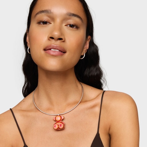 Pendentif ourson en argent et papier recyclé 40 mm Bold Bear