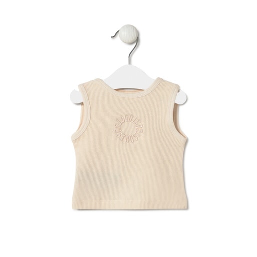 Sleeveless baby t-shirt in Classic ecru