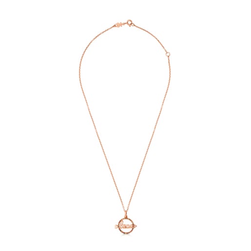 Rose Vermeil Silver San Valentin Necklace with Sapphire | TOUS