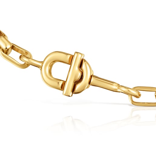 Pulsera cadena cuadrada con baño de oro 18 kt sobre plata TOUS MANIFESTO