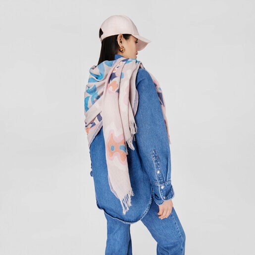 ピンクのジャカードショール TOUS Tilsa