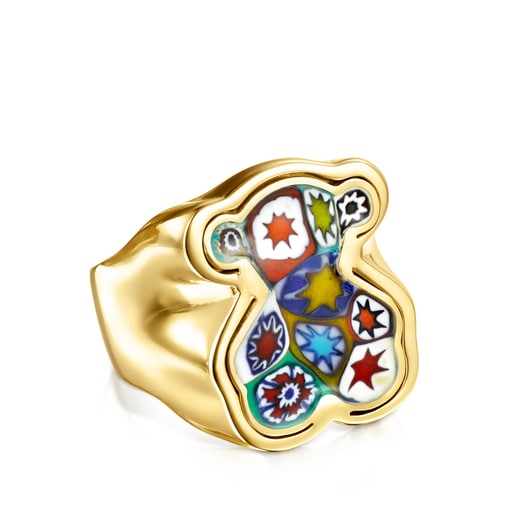 Anillo Minifiore con baño de oro 18 kt sobre plata y Cristal de Murano