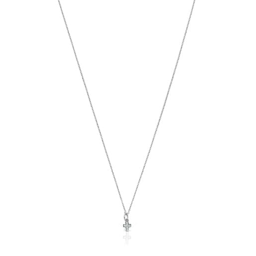 Tous Les Classiques - Naszyjnik z białego złota w kształcie krzyża z diamentami