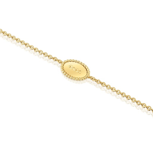 Pulsera cadena con baño de oro 18 kt sobre plata placa TOUS Mama