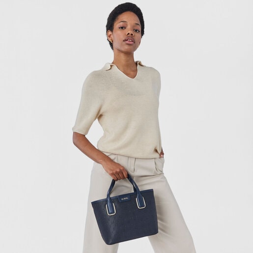 Маленькая темно-синяя сумка-тоут Script Day