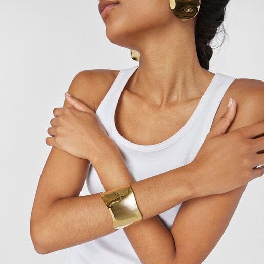 Pulsera ancha Nenufar con baño de oro 18 kt sobre plata