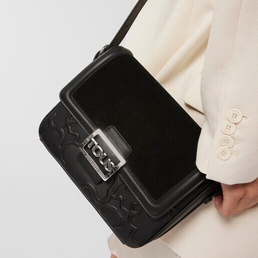 Bandolera mediana Tous Icon negro de piel