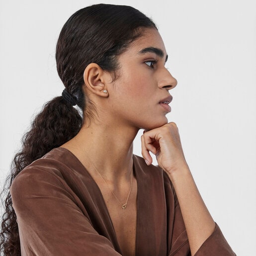 TOUS Hav oval earrings in gold with diamonds