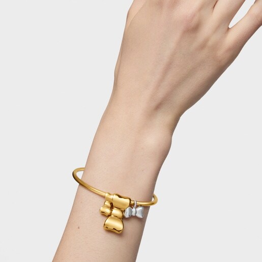 25 mm大、18ktゴールドコーティング・シルバーのリボン・ペンダントトップ TOUS Ribbon