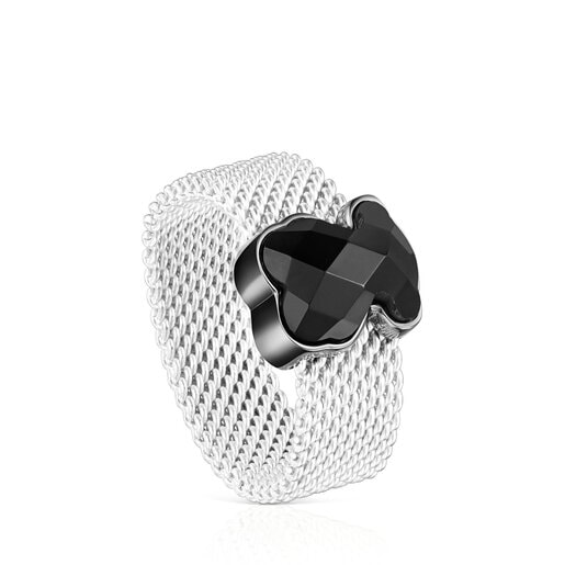 Mesh Color Ring with Onyx TOUS