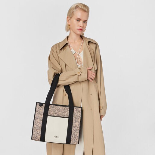 Large taupe TOUS Kaos Mini Evolution Amaya Shopping Bag