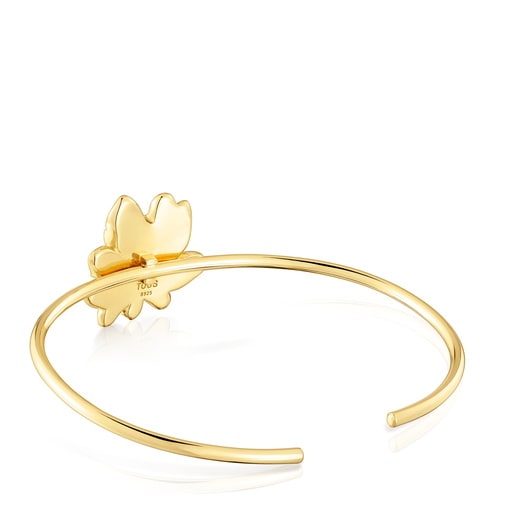 Pulsera esclava con baño de oro 18 kt sobre plata motivo Yagrumo