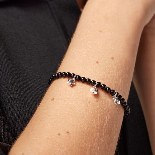 Silver Magic Nature Bracelet with onyx and pearl | TOUS