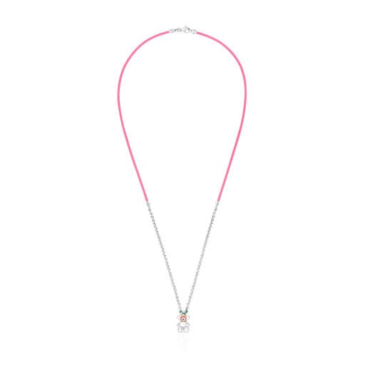 TOUS Instint MOUTT fuchsia elastic Necklace with steel and mother-of-pearl  | TOUS