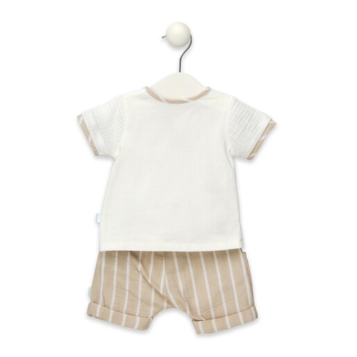 Maori short-sleeved shirt and Bermuda shorts beige