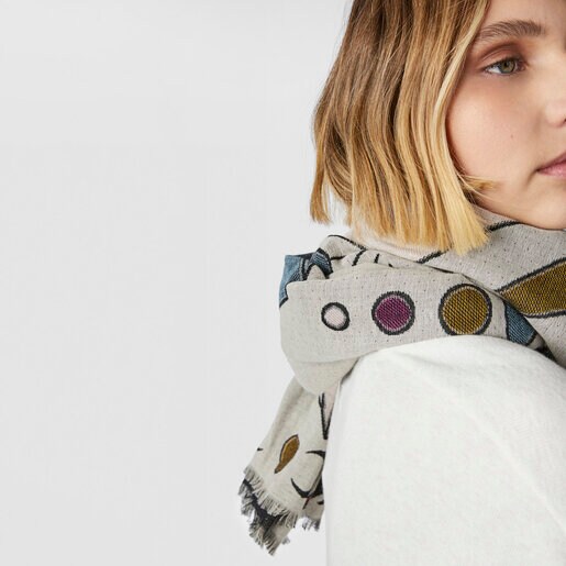 Foulard de jacquard beige TOUS Magic Nature