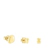 Pack de tres aretes con baño de oro 18 kt sobre plata TOUS Joy Bits