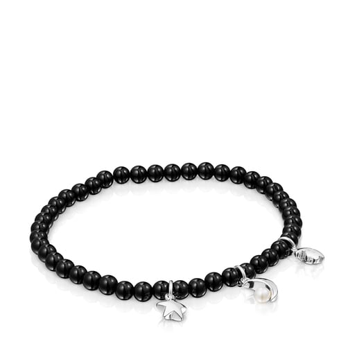 Silver Magic Nature Bracelet with onyx and pearl | TOUS