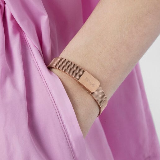 Pulsera Mesh de Acero IP rosado