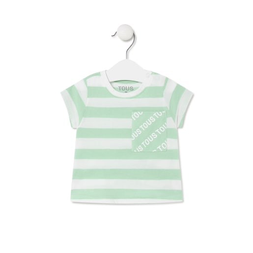 Girl's striped cotton t-shirt in Casual mist