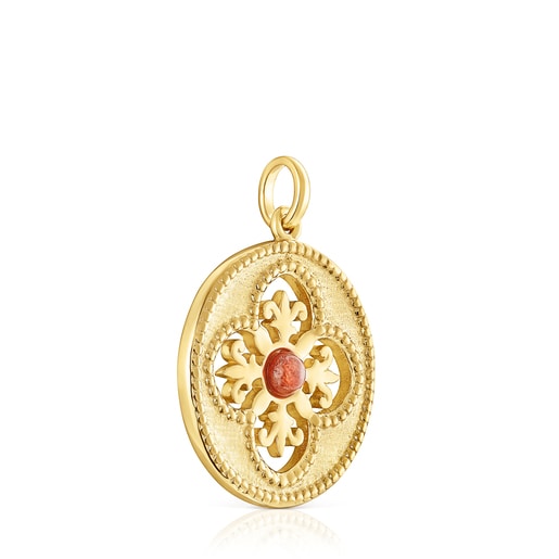 Medalla corona flor de lis con baño de oro 18 kt sobre plata y rubí Tamara Falcó X TOUS