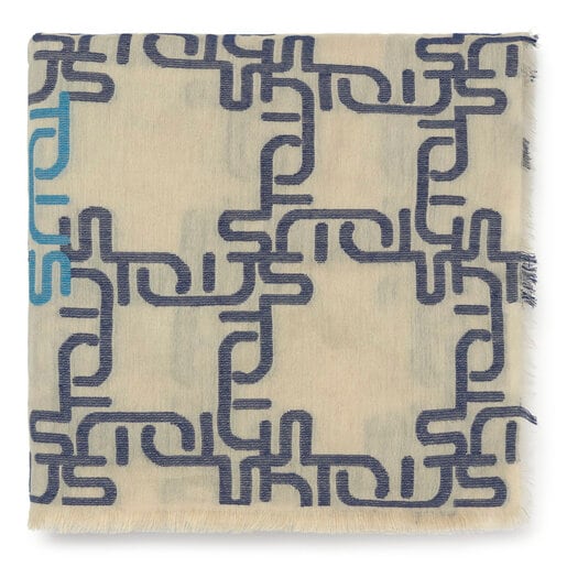 Modrý šátek Logogram Jacquard