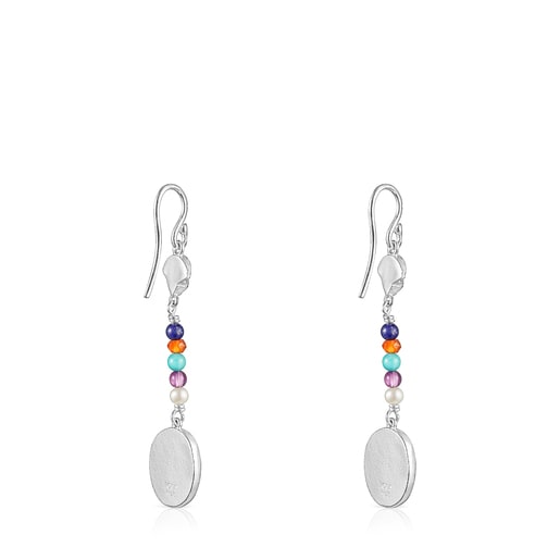Pendientes largos camafeo de plata y gemas Oceaan Color TOUS