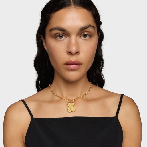 Large Pendant with 18kt gold plating over silver bear bonbon Sweet Dolls