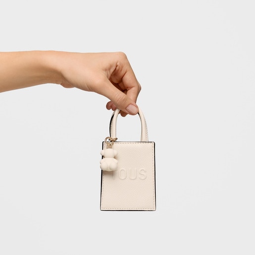 Llavero mini bolso pop beige